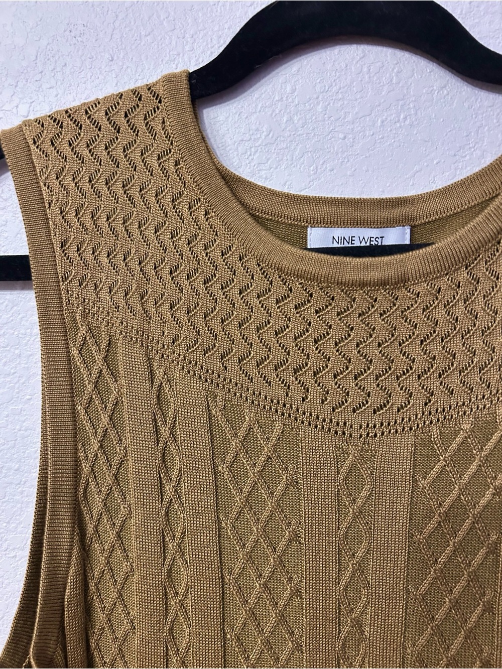 NWT Nine West Olive Knit Sleeveless Midi Dress - XL - Picture 3 of 3